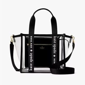 Kate Spade Kip Clear Tote Bag: Small - Stadium-approved Clear PVC & Black Tote